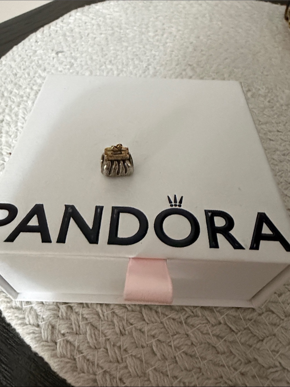 Pandora Two-Tone Crowned Purse Charm in Silver and Gold